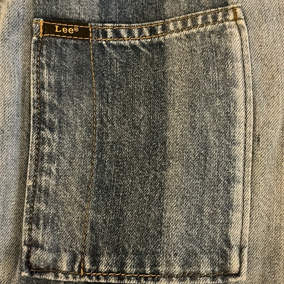 Lee Union-Alls Denim Romper Striped Utility Zip Front Short Jumpsuit Large-NWT - Picture 6 of 11